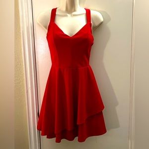 Red party dress.